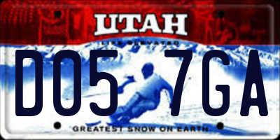 UT license plate D057GA