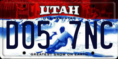 UT license plate D057NC