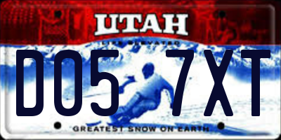 UT license plate D057XT
