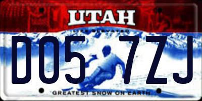 UT license plate D057ZJ