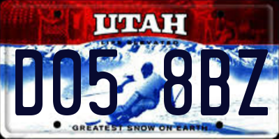 UT license plate D058BZ