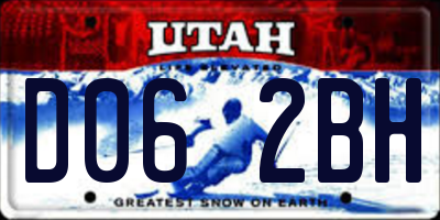 UT license plate D062BH