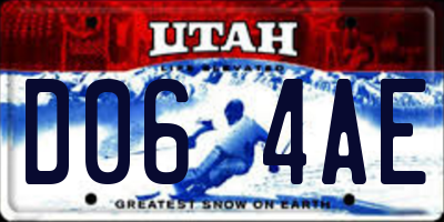 UT license plate D064AE