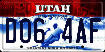 UT license plate D064AF
