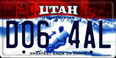 UT license plate D064AL