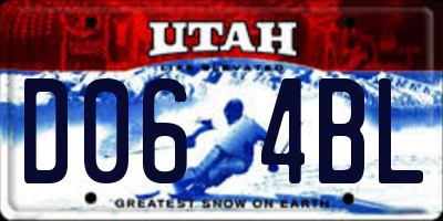 UT license plate D064BL