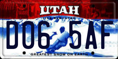 UT license plate D065AF
