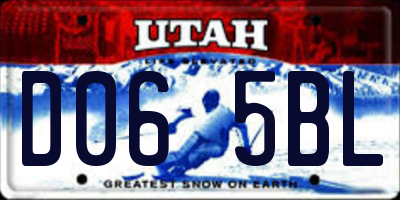 UT license plate D065BL