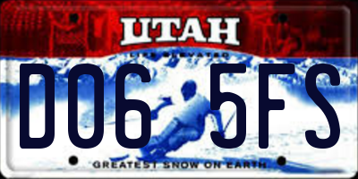 UT license plate D065FS