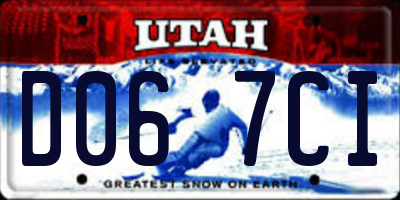 UT license plate D067CI