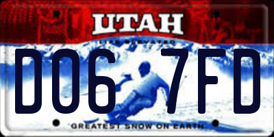 UT license plate D067FD