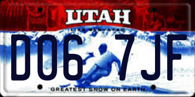 UT license plate D067JF