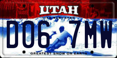UT license plate D067MW