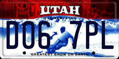 UT license plate D067PL