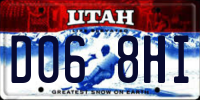 UT license plate D068HI