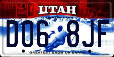 UT license plate D068JF