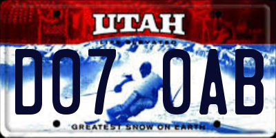 UT license plate D070AB