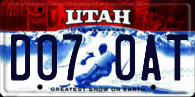 UT license plate D070AT
