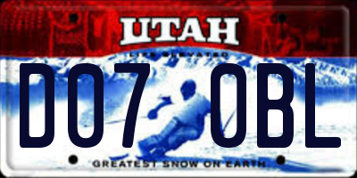 UT license plate D070BL