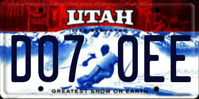 UT license plate D070EE