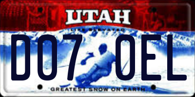 UT license plate D070EL