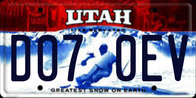 UT license plate D070EV