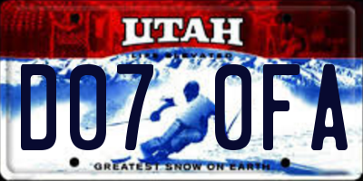 UT license plate D070FA