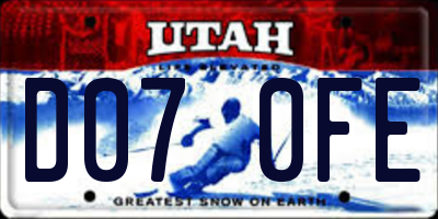 UT license plate D070FE