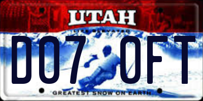 UT license plate D070FT