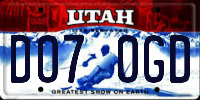 UT license plate D070GD