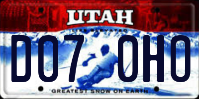 UT license plate D070HO