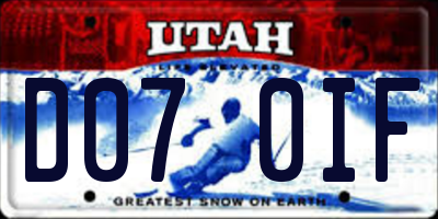 UT license plate D070IF