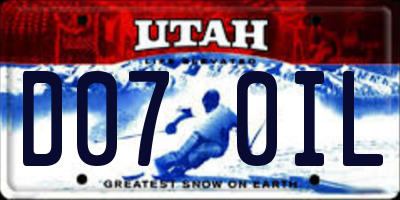 UT license plate D070IL