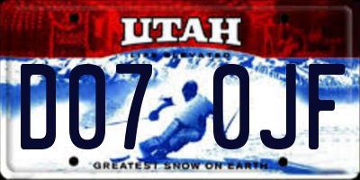 UT license plate D070JF