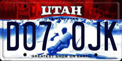 UT license plate D070JK