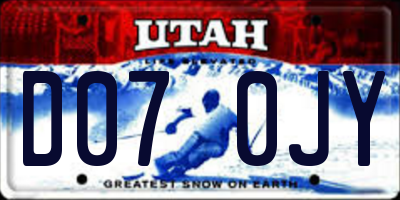 UT license plate D070JY