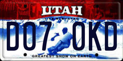 UT license plate D070KD