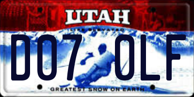 UT license plate D070LF