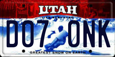 UT license plate D070NK