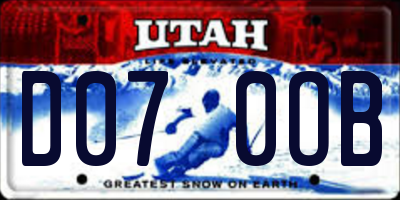 UT license plate D070OB