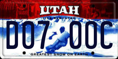 UT license plate D070OC