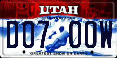 UT license plate D070OW