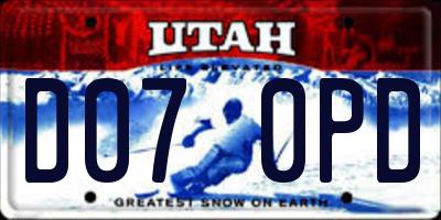 UT license plate D070PD