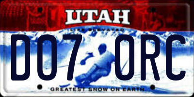 UT license plate D070RC