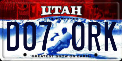 UT license plate D070RK