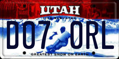 UT license plate D070RL