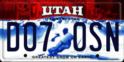 UT license plate D070SN
