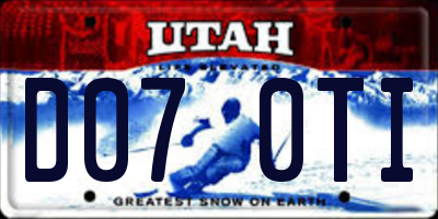 UT license plate D070TI