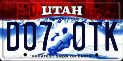 UT license plate D070TK