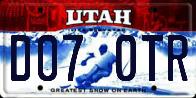 UT license plate D070TR